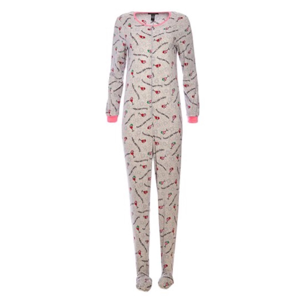 NWT Santa’s Little Helper Wine Theme Footie Pajama